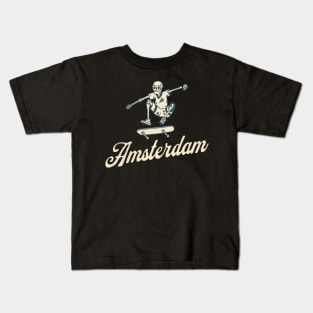 Amsterdam Bony Skaters Skateboarding Vacationing Kids T-Shirt